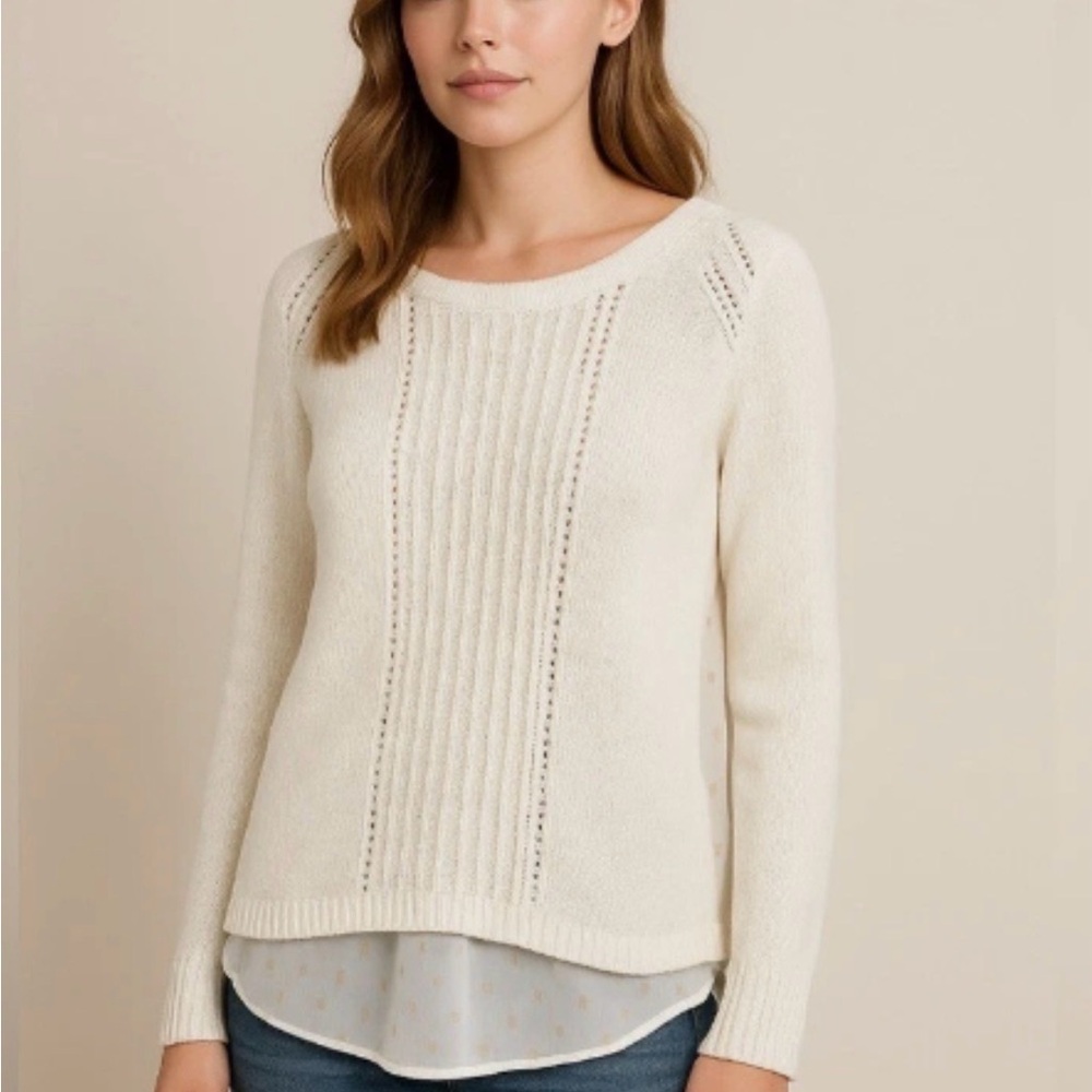 Lucky Brand Cream Crew Neck Sweater
